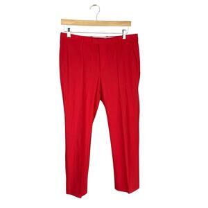 J.Crew Italian Wool Cigarette Pants Red Size 8 Bold Professional Office